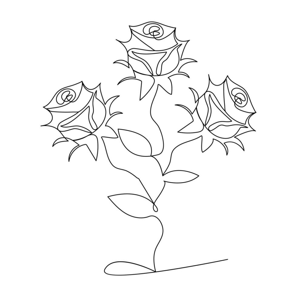 continuo uno línea Rosa flor contorno vector Arte dibujo