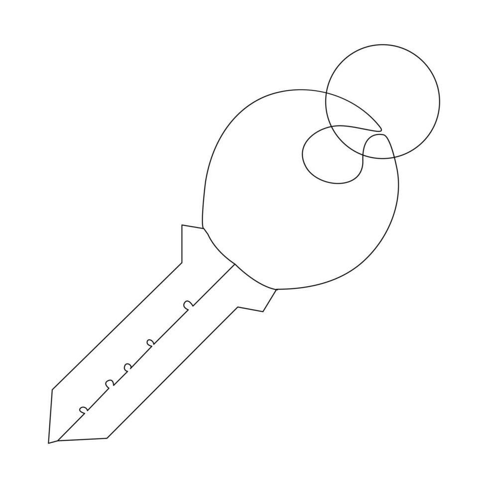 Continuous single line lock key outline vector art  drawing