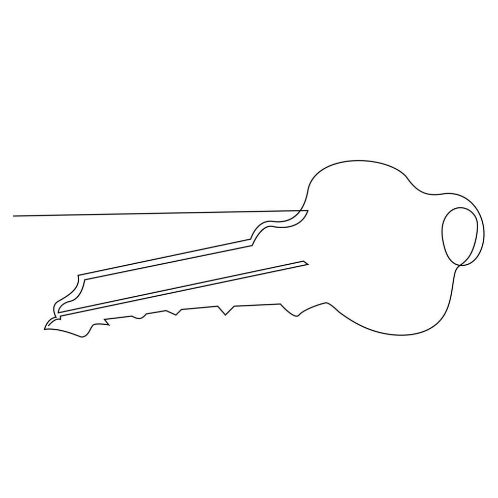 Continuous single line lock key outline vector art  drawing