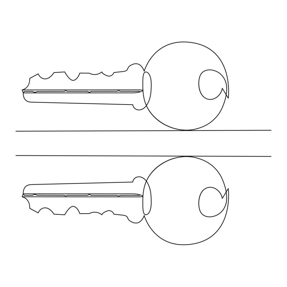 Continuous single line lock key outline vector art  drawing