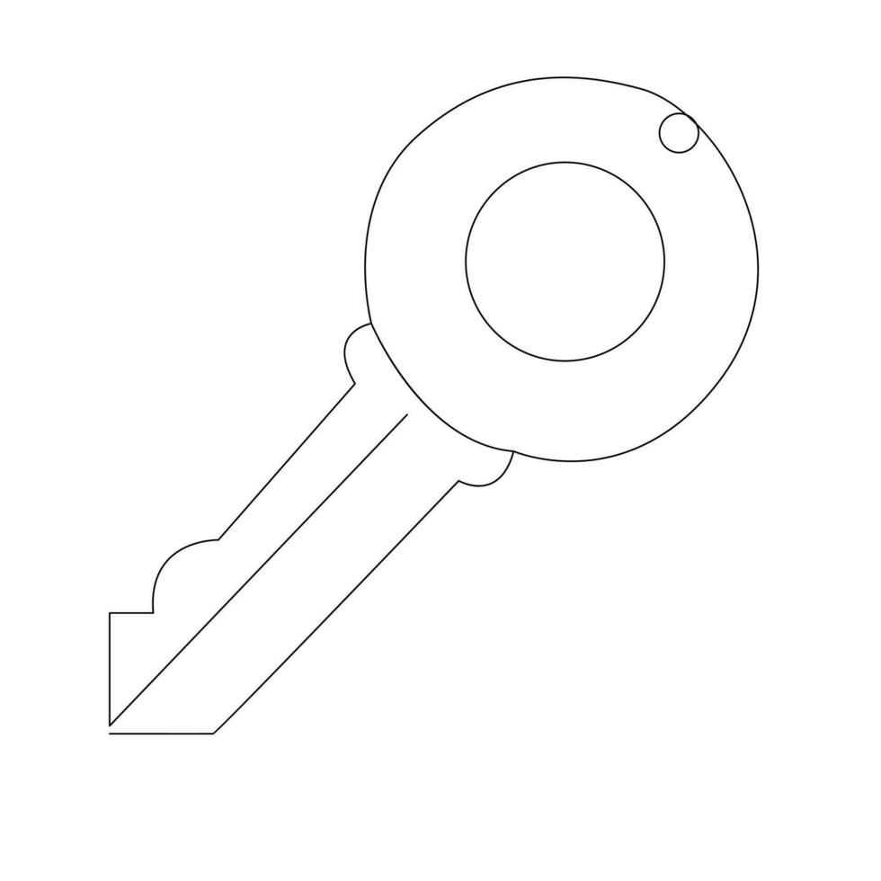 Continuous single line lock key outline vector art  drawing