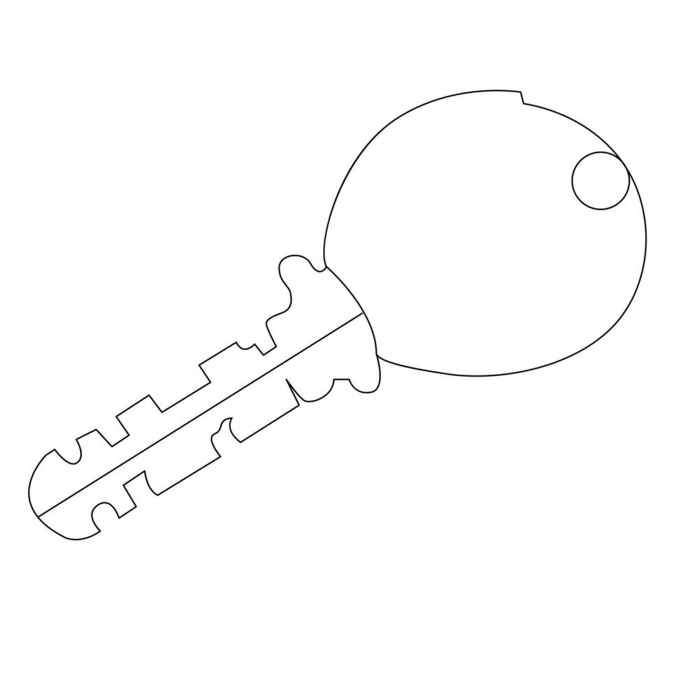 Continuous single line lock key outline vector art  drawing