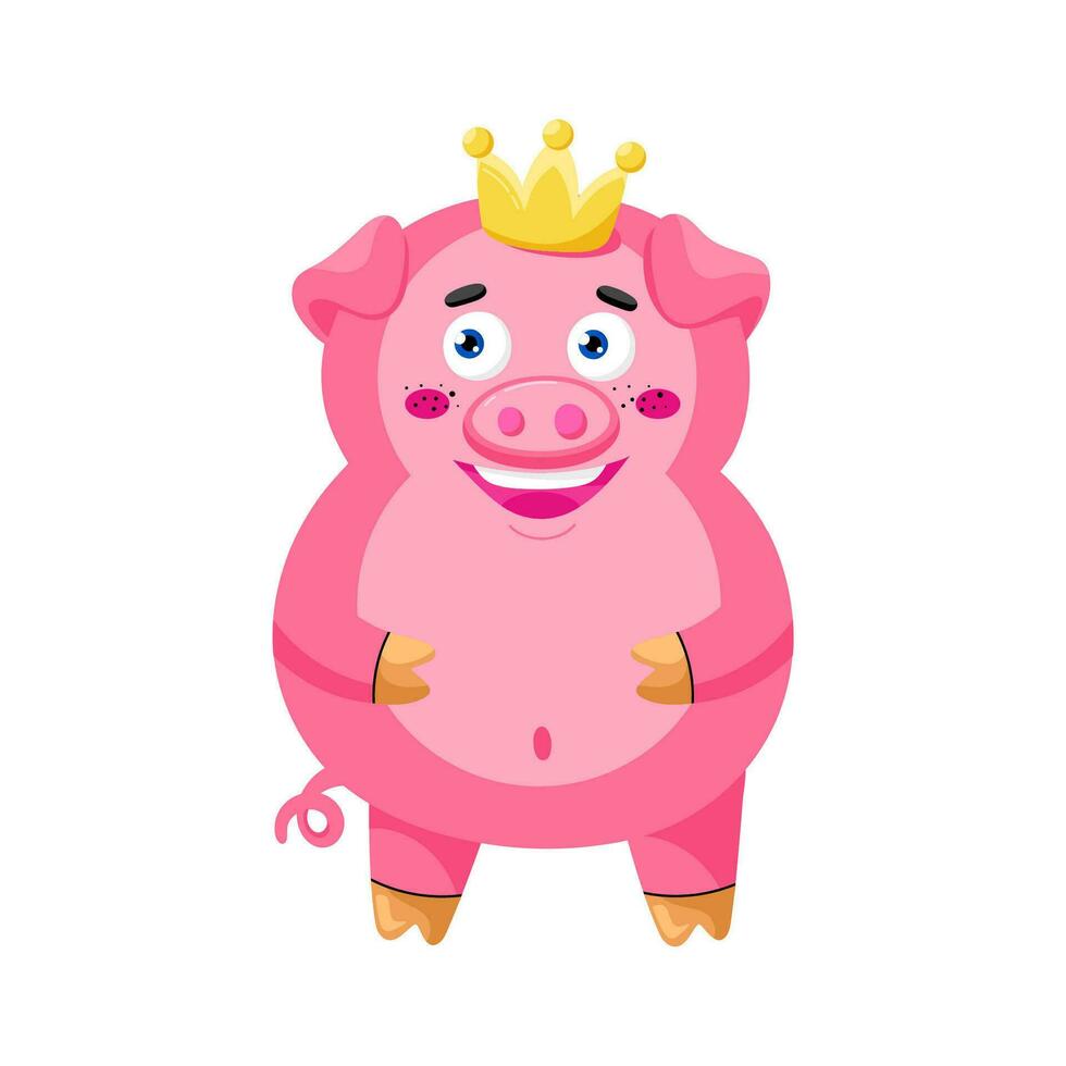 Cute Pig Standing. Vector Illustration for kids.