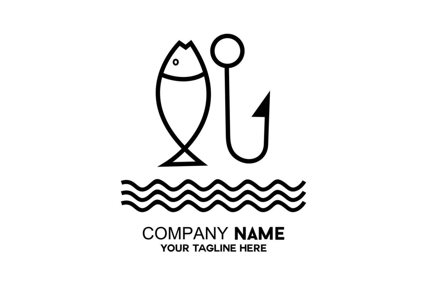 fish logo and fishing hook vector