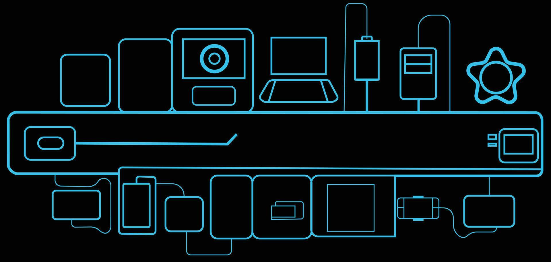 Technology stripes connection of electronic circuit board vector