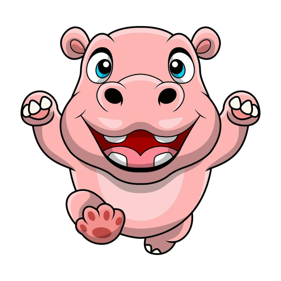 Cute hippo cartoon on white background vector