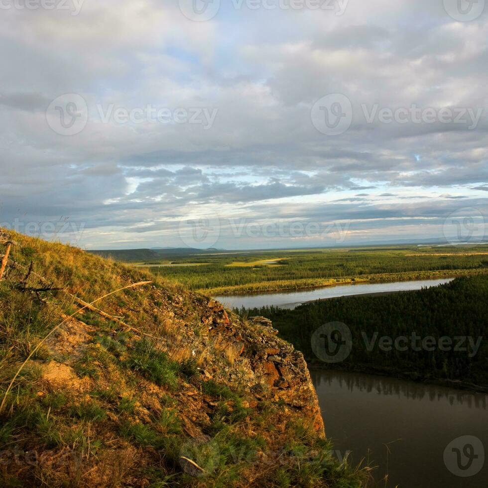 View of the Yana River valley in summer time photo