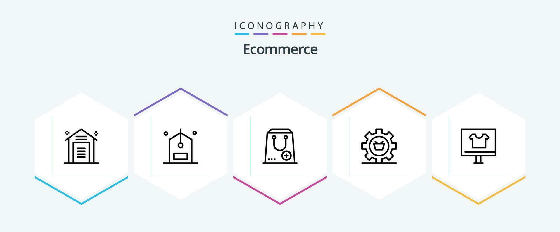 comercio electrónico 25 línea icono paquete incluso comercio electrónico carro. descuento. paquete. comercio vector