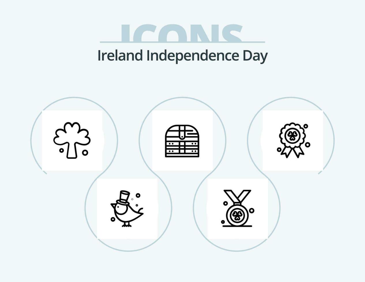 Ireland Independence Day Line Icon Pack 5 Icon Design. festival. celebrate. smoke. cake. sports vector