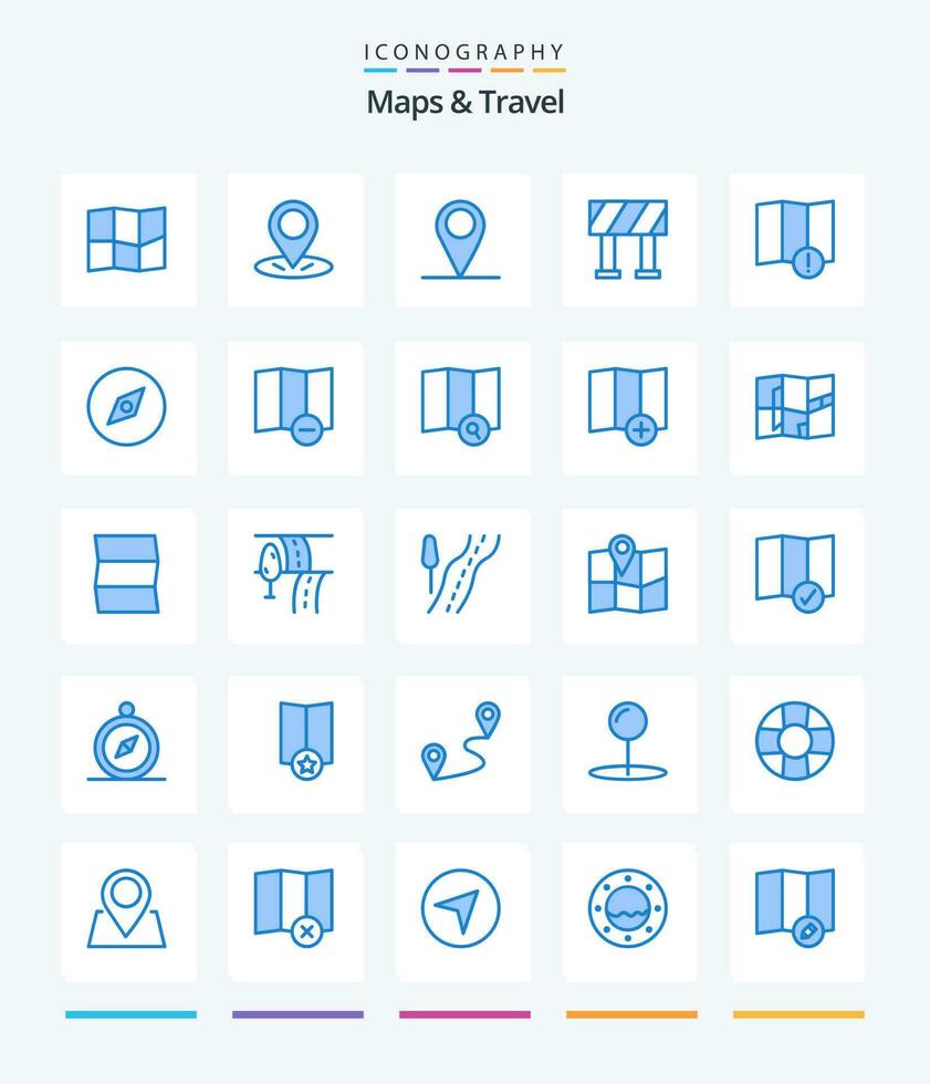 Creative Maps  Travel 25 Blue icon pack  Such As search. explore. map. map. navigation vector