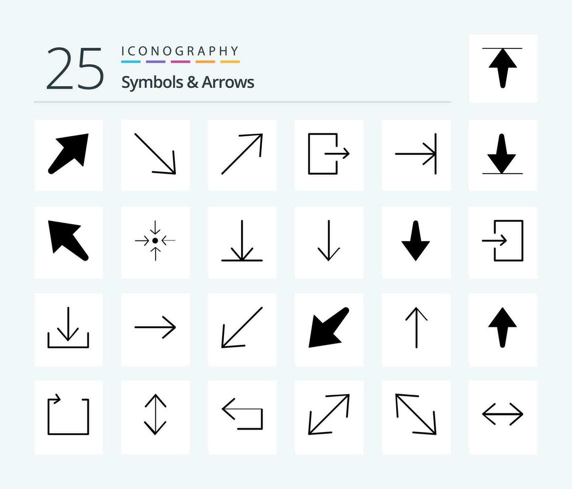 Symbols  Arrows 25 Solid Glyph icon pack including up. arrow. send. down. arrow vector