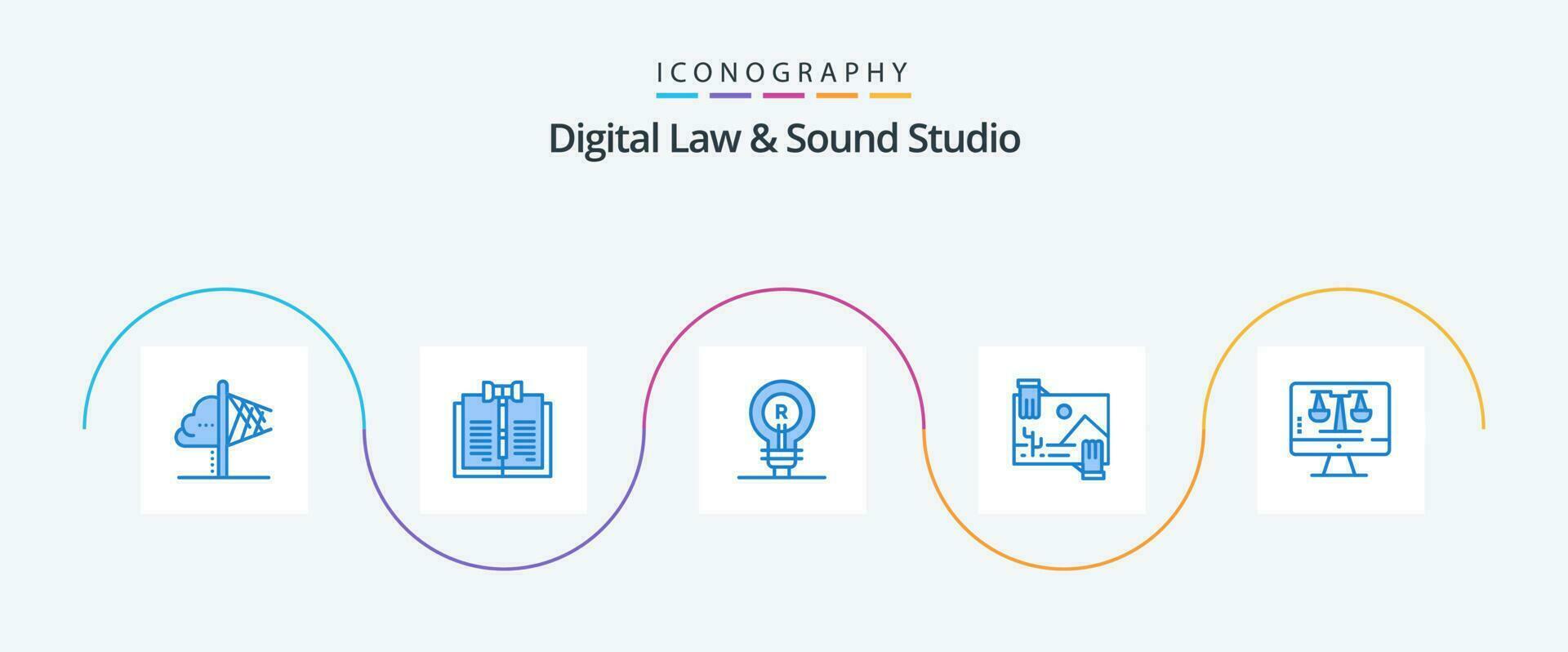 Digital Law And Sound Studio Blue 5 Icon Pack Including dividend. contibution. law. logo. genuine vector