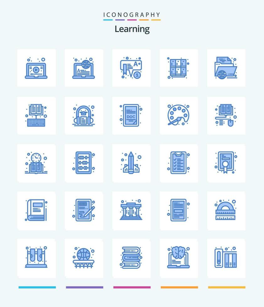 creativo aprendizaje 25 azul icono paquete tal como e-aprendizaje. abierto. educación. armario. aprender vector
