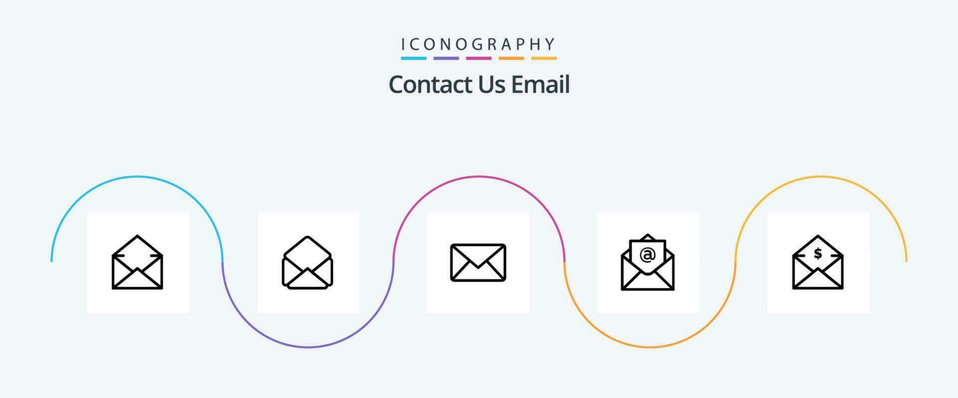 Email Line 5 Icon Pack Including money-order. mail. mail. dollar. mail vector