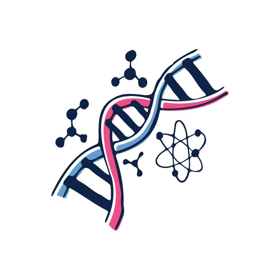 Hand drawn illustration of  DNA helix of organism vector