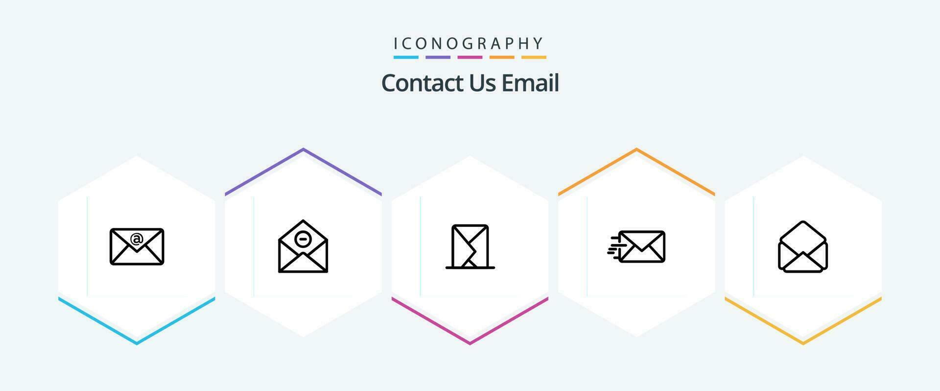 Email 25 Line icon pack including open. mail. envelope. message. email vector