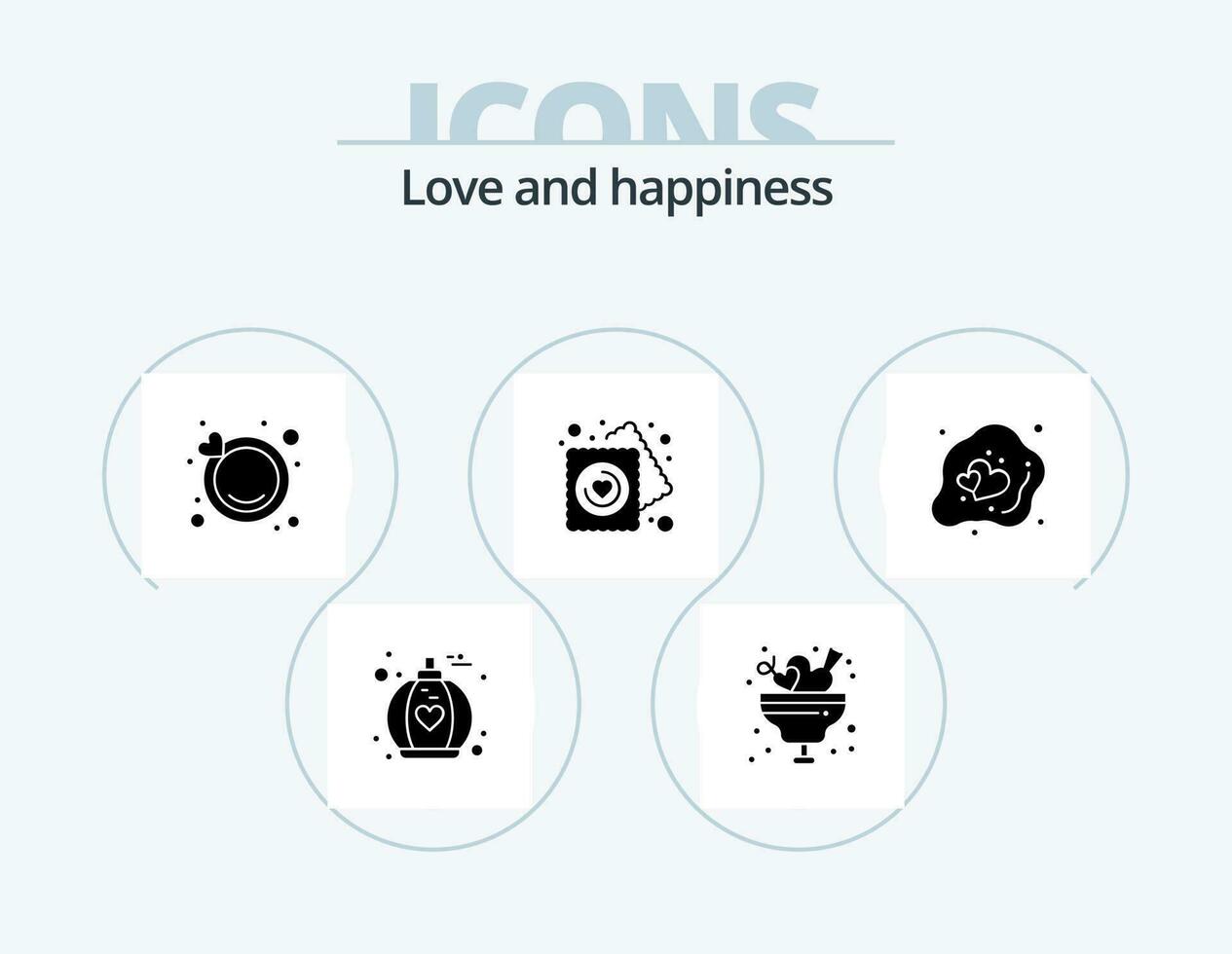 Love Glyph Icon Pack 5 Icon Design. heart. easter. ring. decorative. party vector