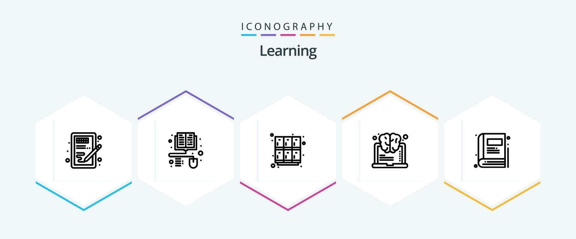 aprendizaje 25 línea icono paquete incluso libro. éxito. aprender. aprendiendo. escolar vector