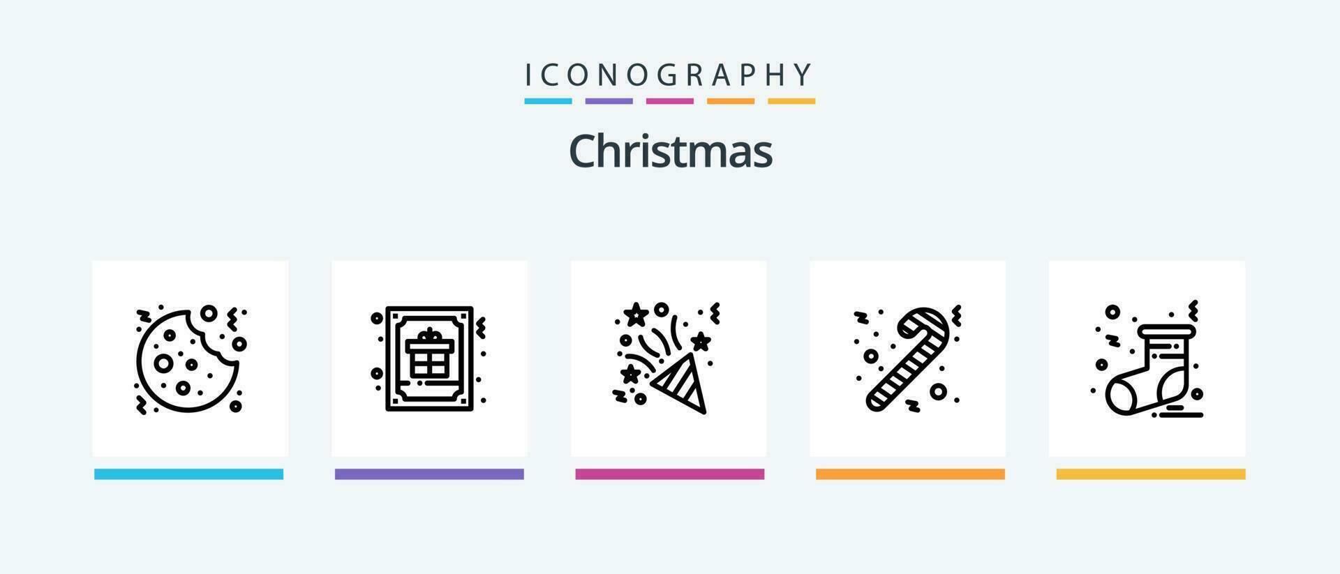Navidad línea 5 5 icono paquete incluso tarjeta. Navidad. presente. chuchería. chimenea. creativo íconos diseño vector