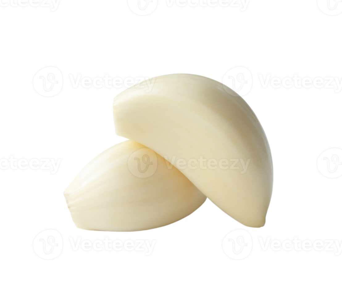 Peeled garlic cloves in stack isolated with clipping path in png file