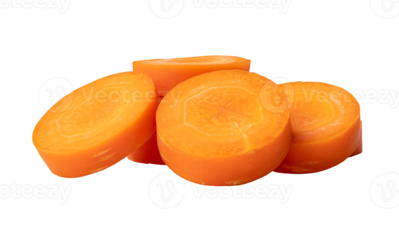Beautiful orange  carrot slices in stack isolated with clipping path in png file format