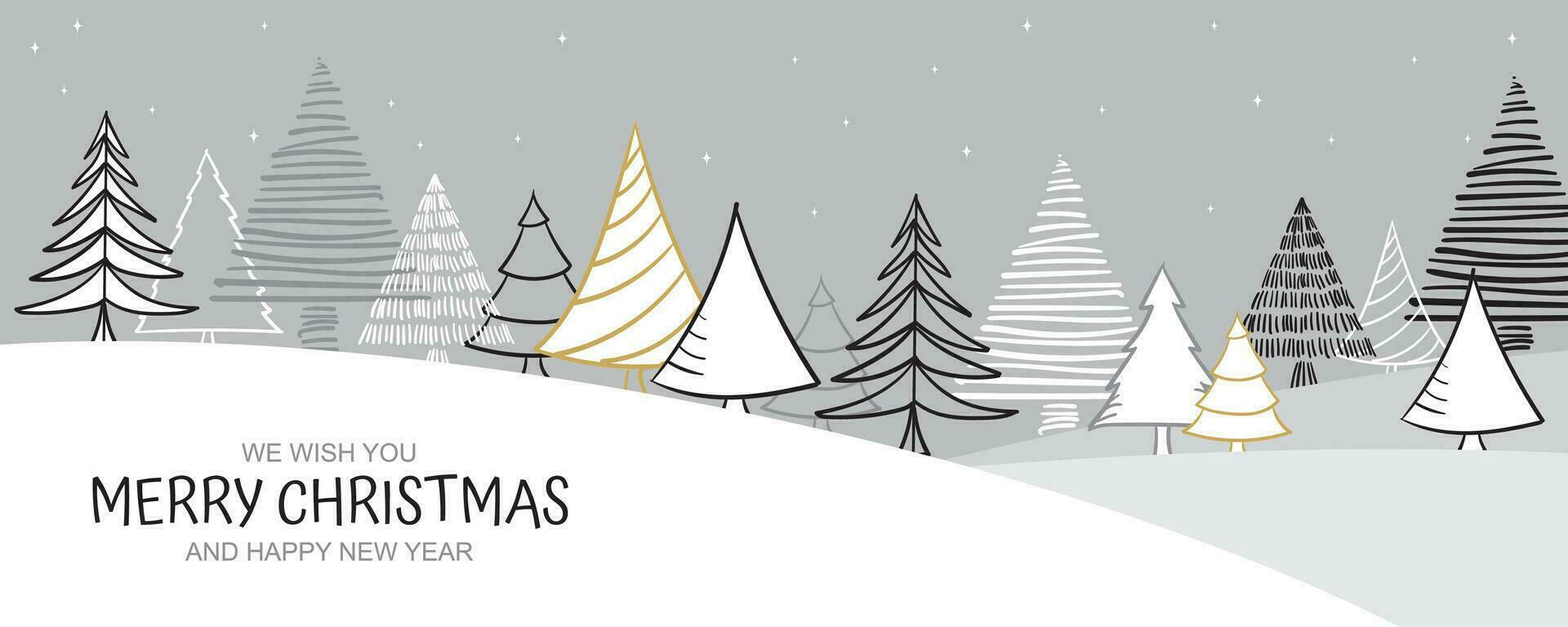 Christmas winter landscape background with Christmas tree illustration vector