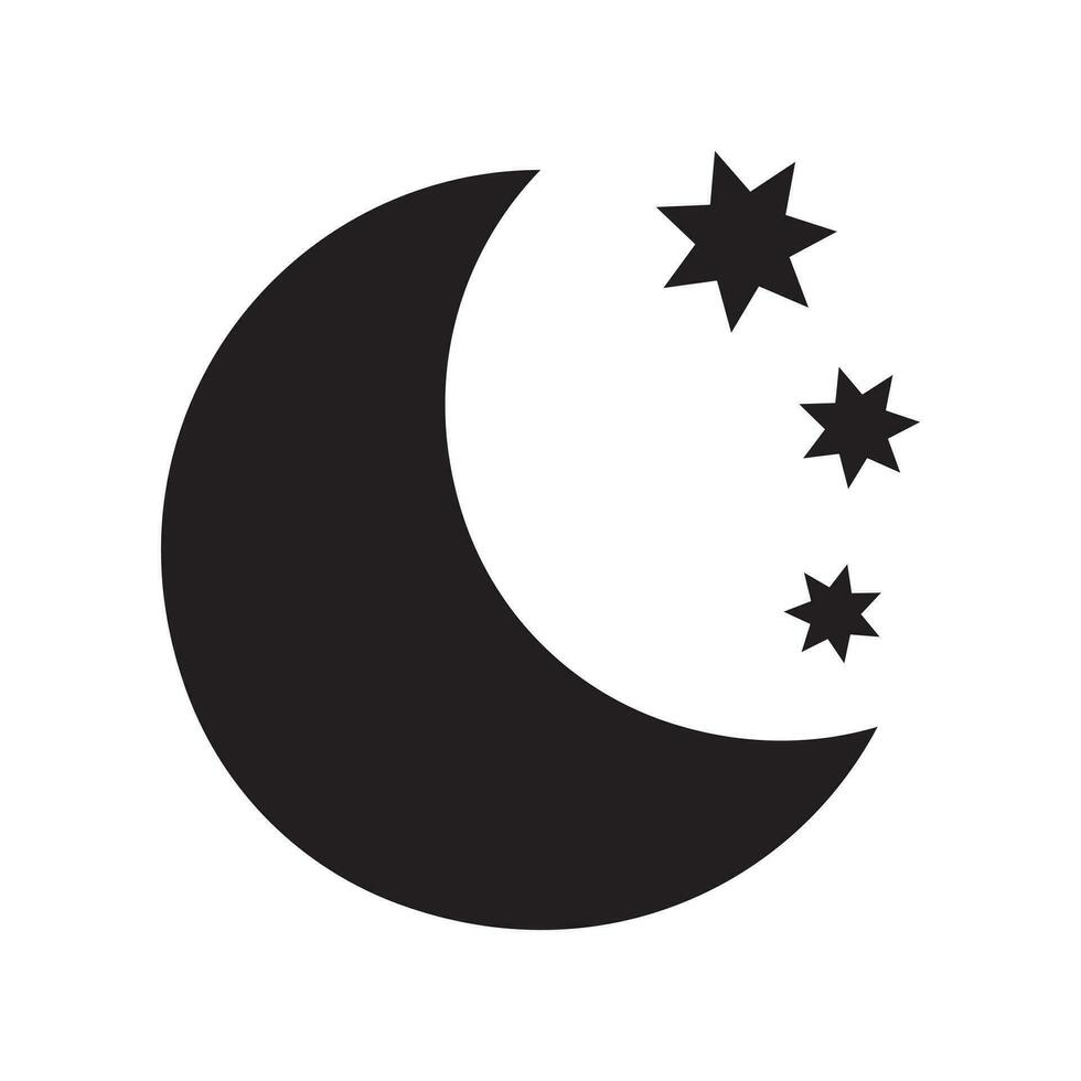 Crescent moon with stars icon on white background. Night icon. Crescent moon icon. Minimalist style. vector