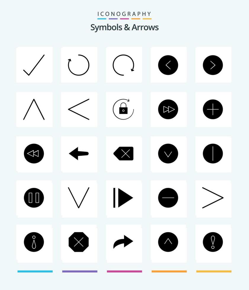 Creative Symbols  Arrows 25 Glyph Solid Black icon pack  Such As previous. arrow. left. up. arrow vector