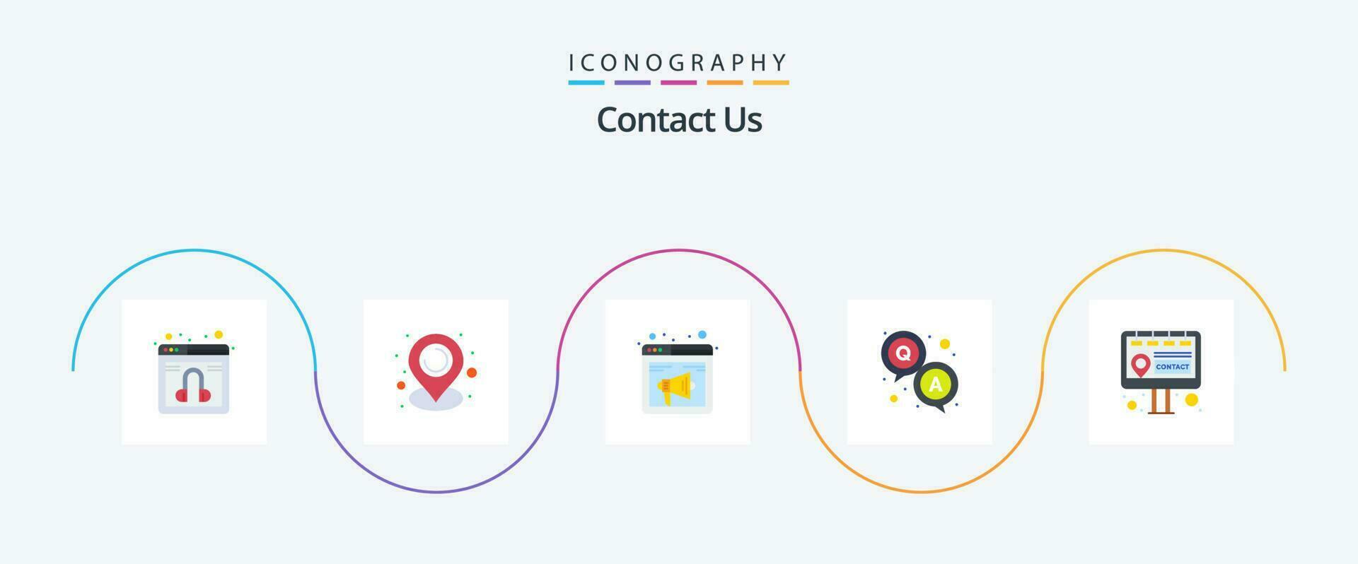 Contact Us Flat 5 Icon Pack Including contact. survey. internet. question. answer vector