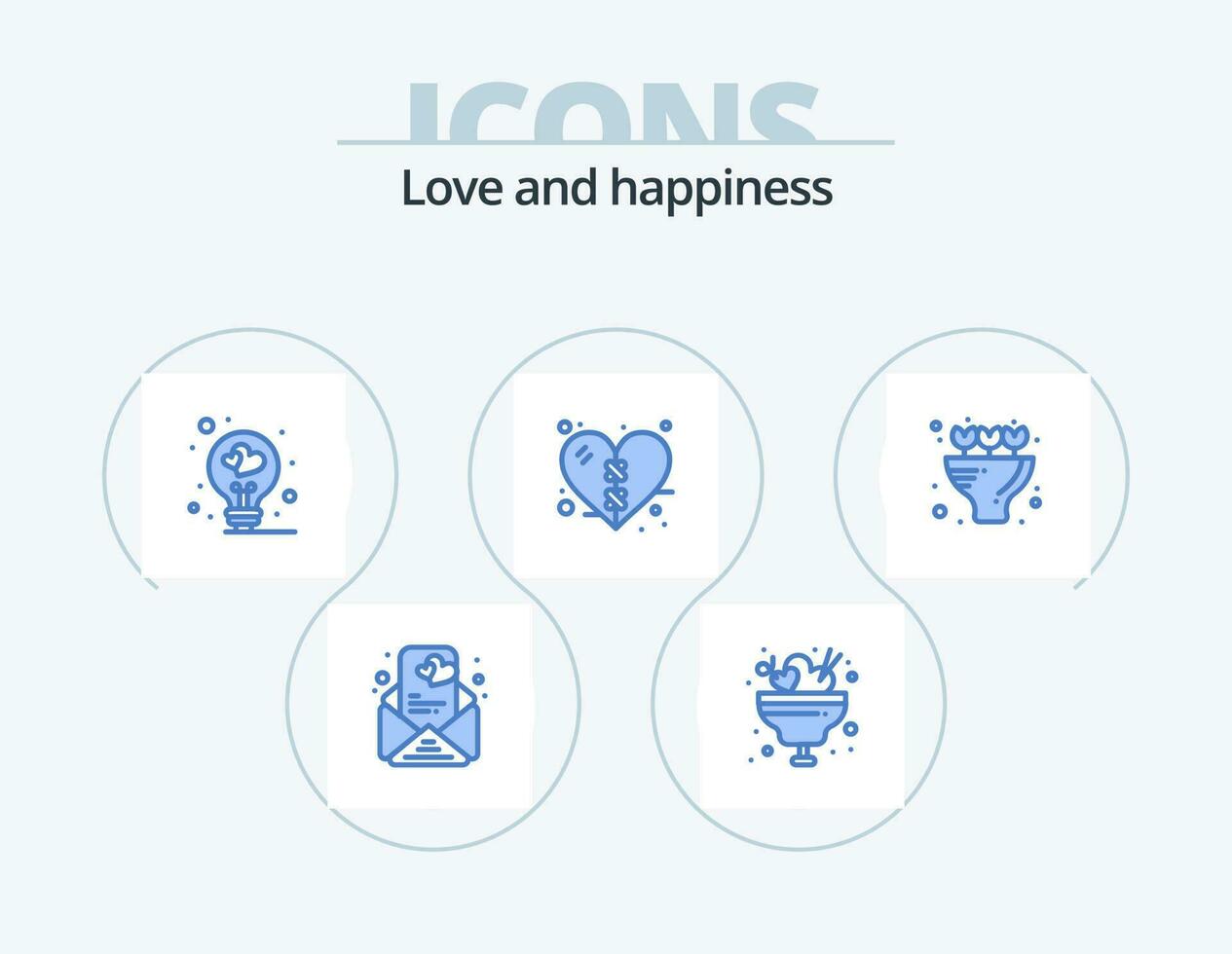 amor azul icono paquete 5 5 icono diseño. presente. ramo. amor. corazón. sanar vector