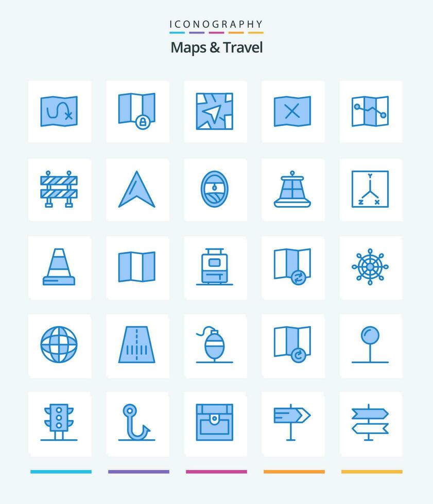 Creative Maps  Travel 25 Blue icon pack  Such As map. road. route. block. map vector