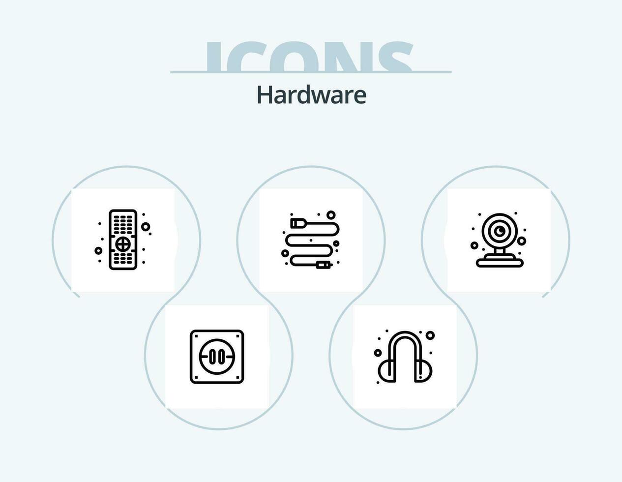 hardware línea icono paquete 5 5 icono diseño. . . tarjeta SD. registro. mic vector