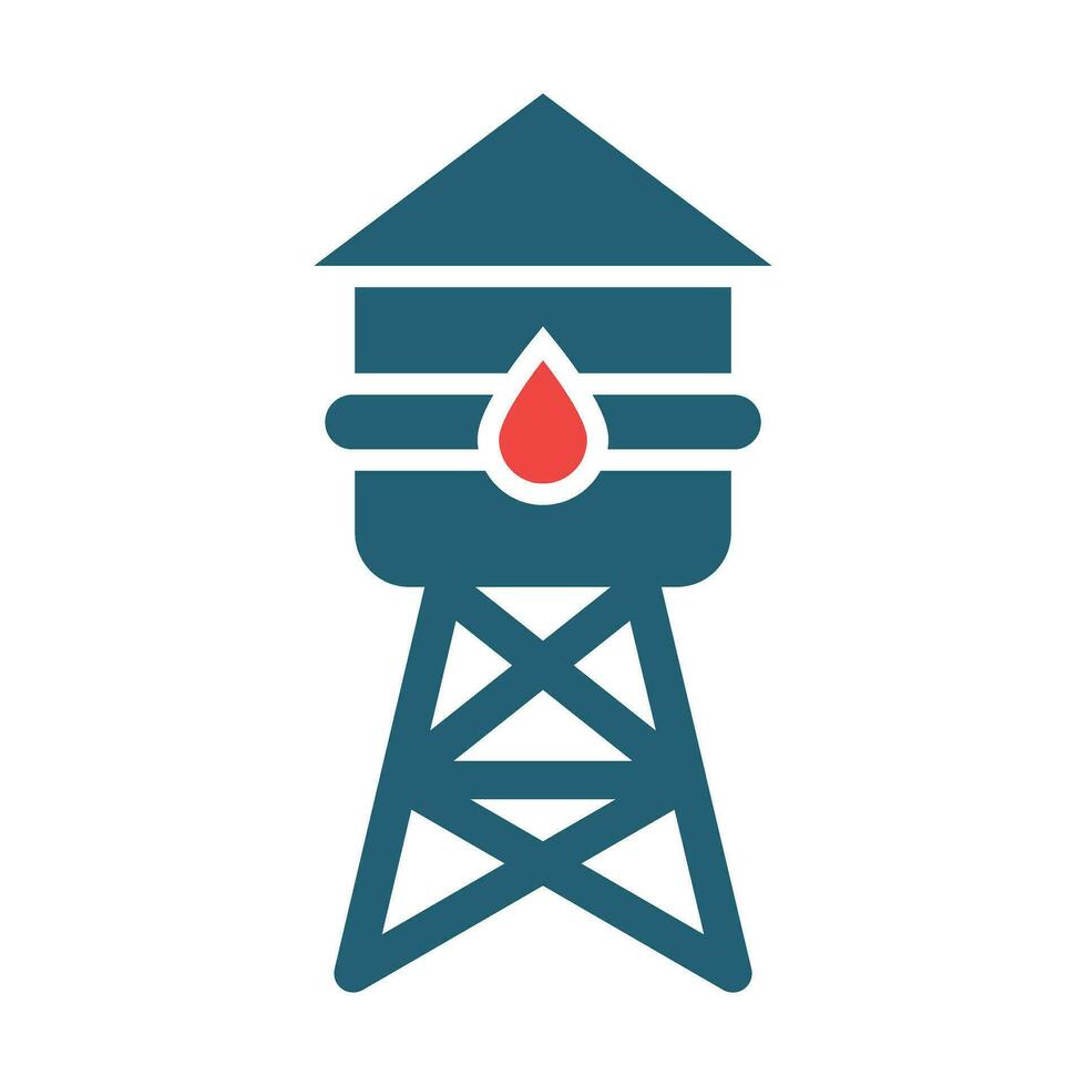 Water Tower Vector Glyph Two Color Icon For Personal And Commercial Use.