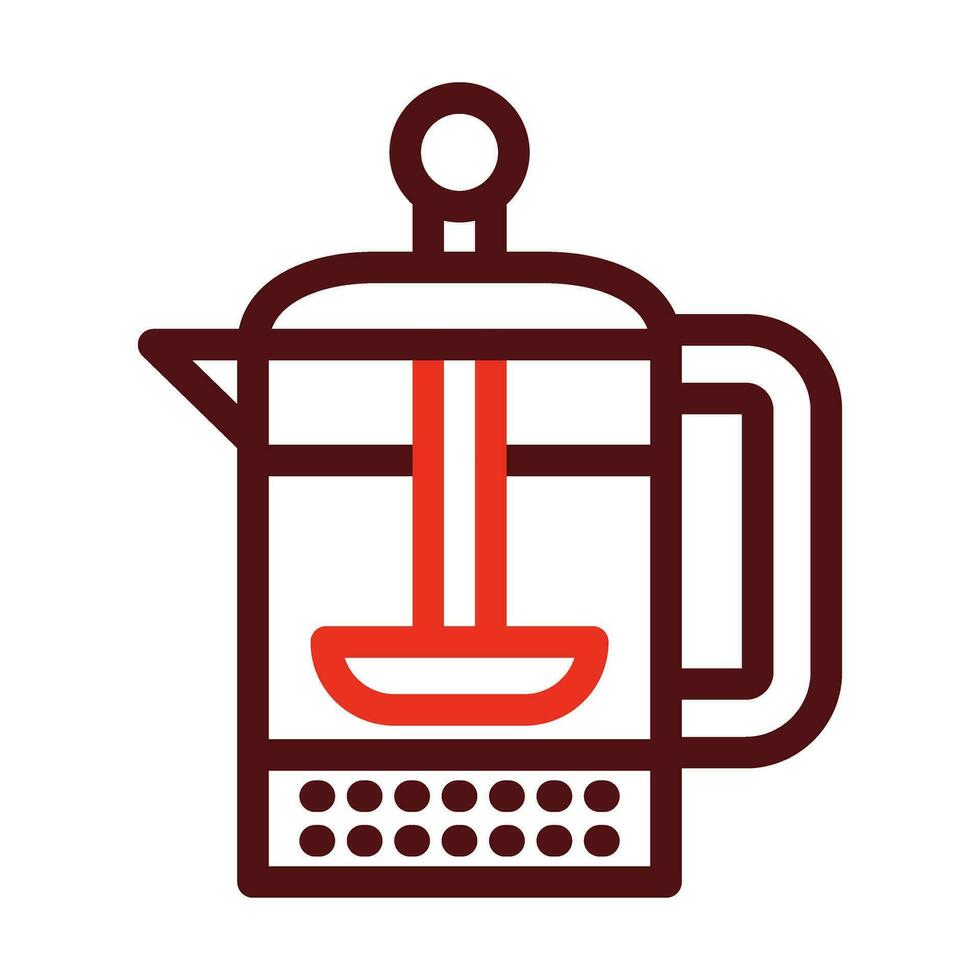 French Press Vector Thick Line Two Color Icons For Personal And Commercial Use.