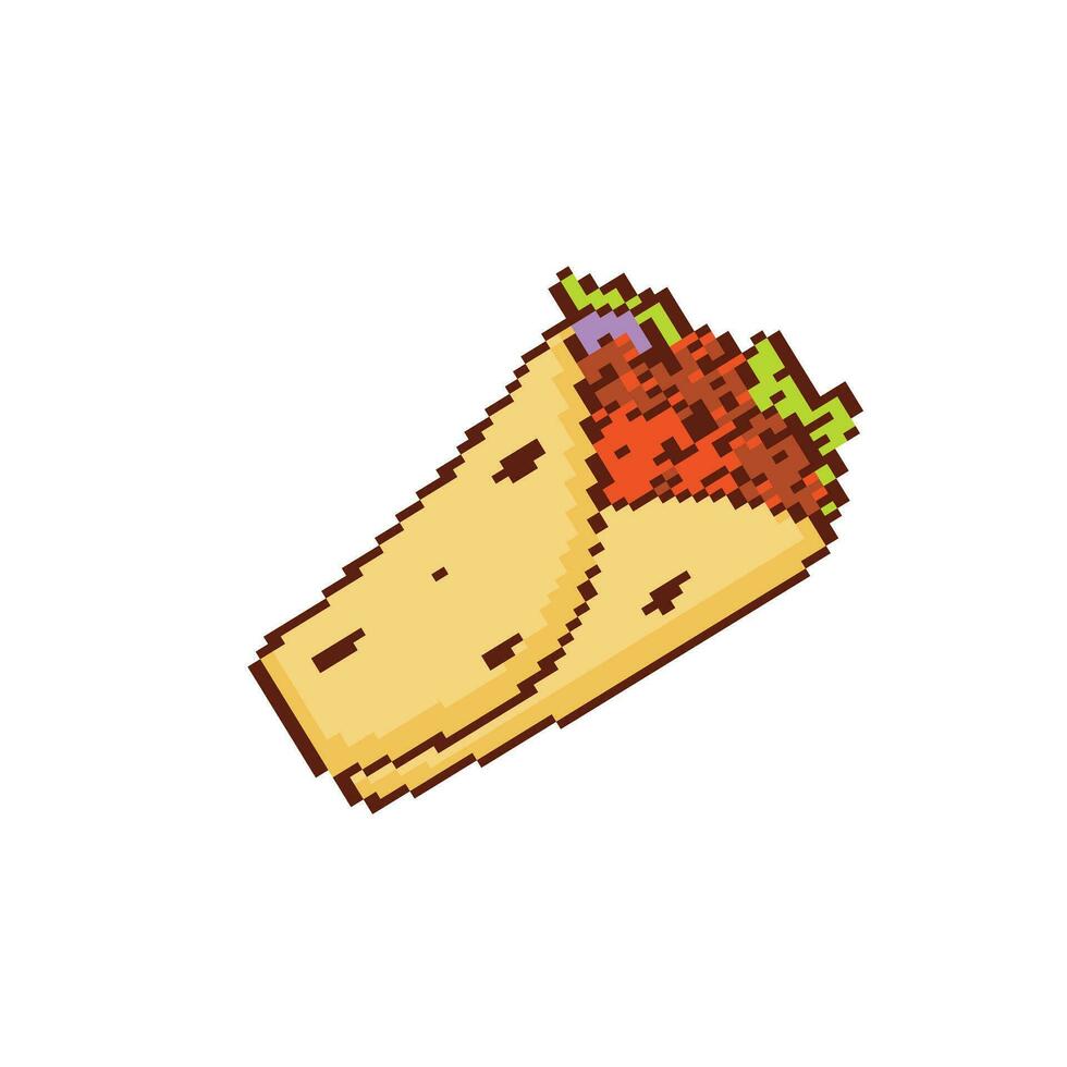 Pixel art Shawarma vector icon