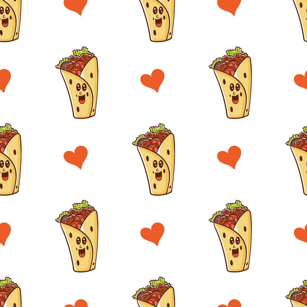 cute kebab cartoon seamless pattern vector