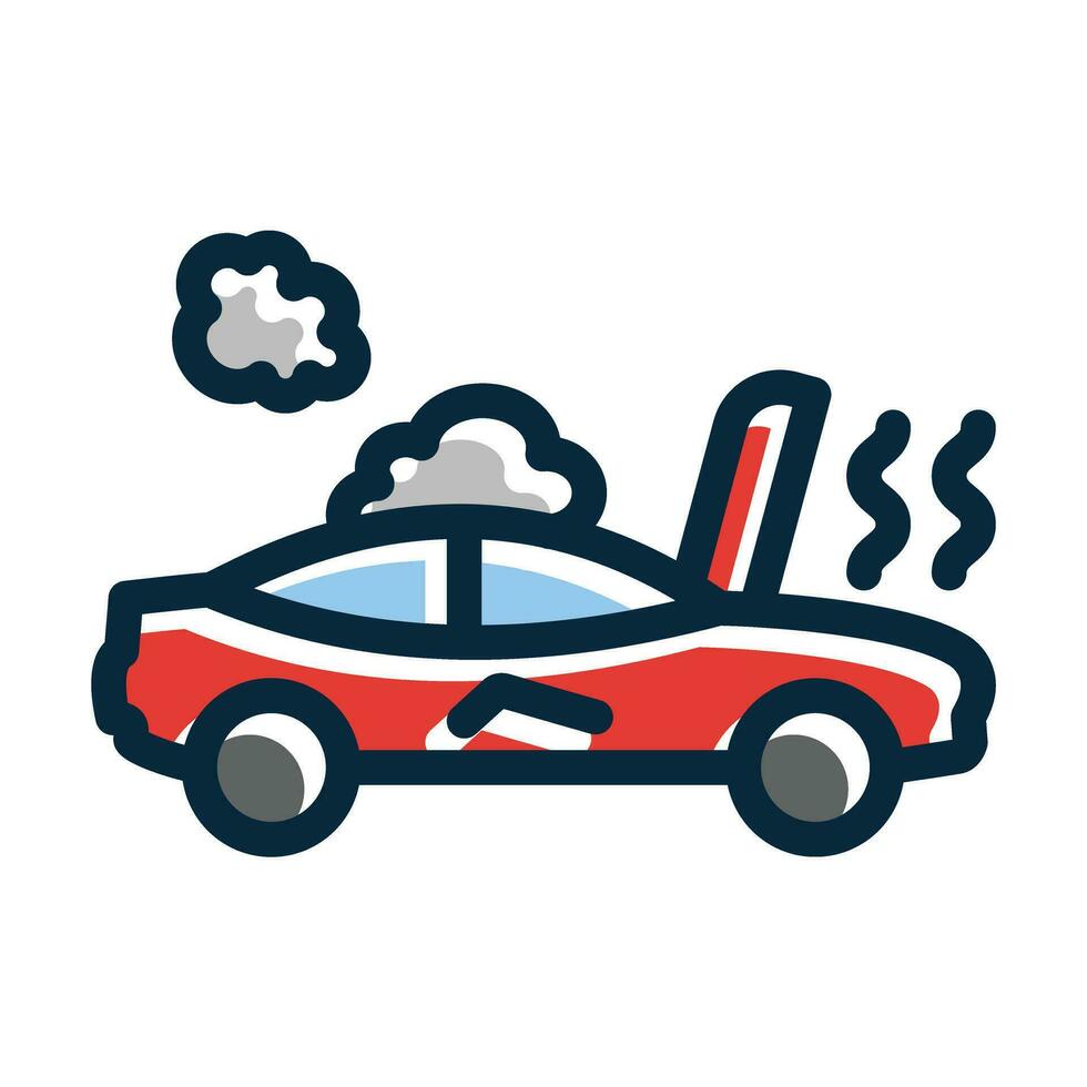 Broken Car Vector Thick Line Filled Dark Colors Icons For Personal And Commercial Use.
