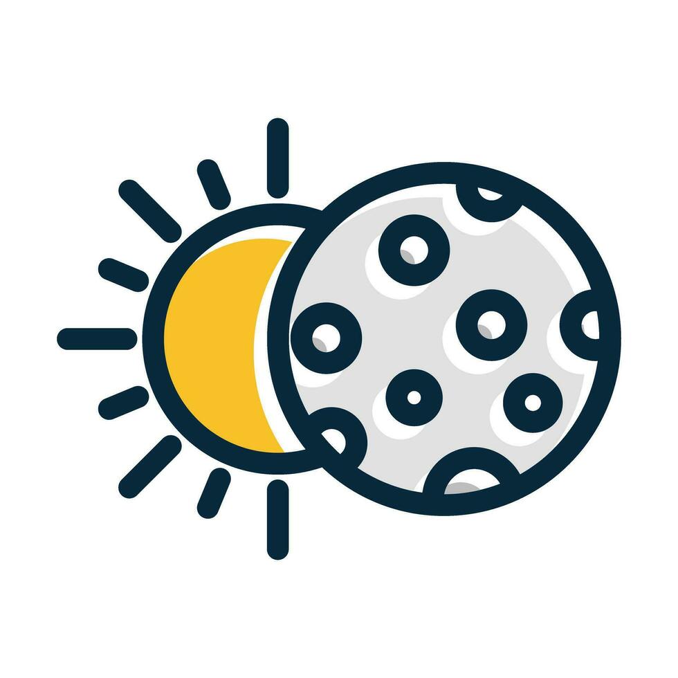 Solar Eclipse Vector Thick Line Filled Dark Colors Icons For Personal And Commercial Use.