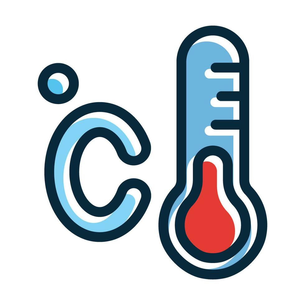 Celsius vector grueso línea lleno oscuro colores íconos para personal y comercial usar.