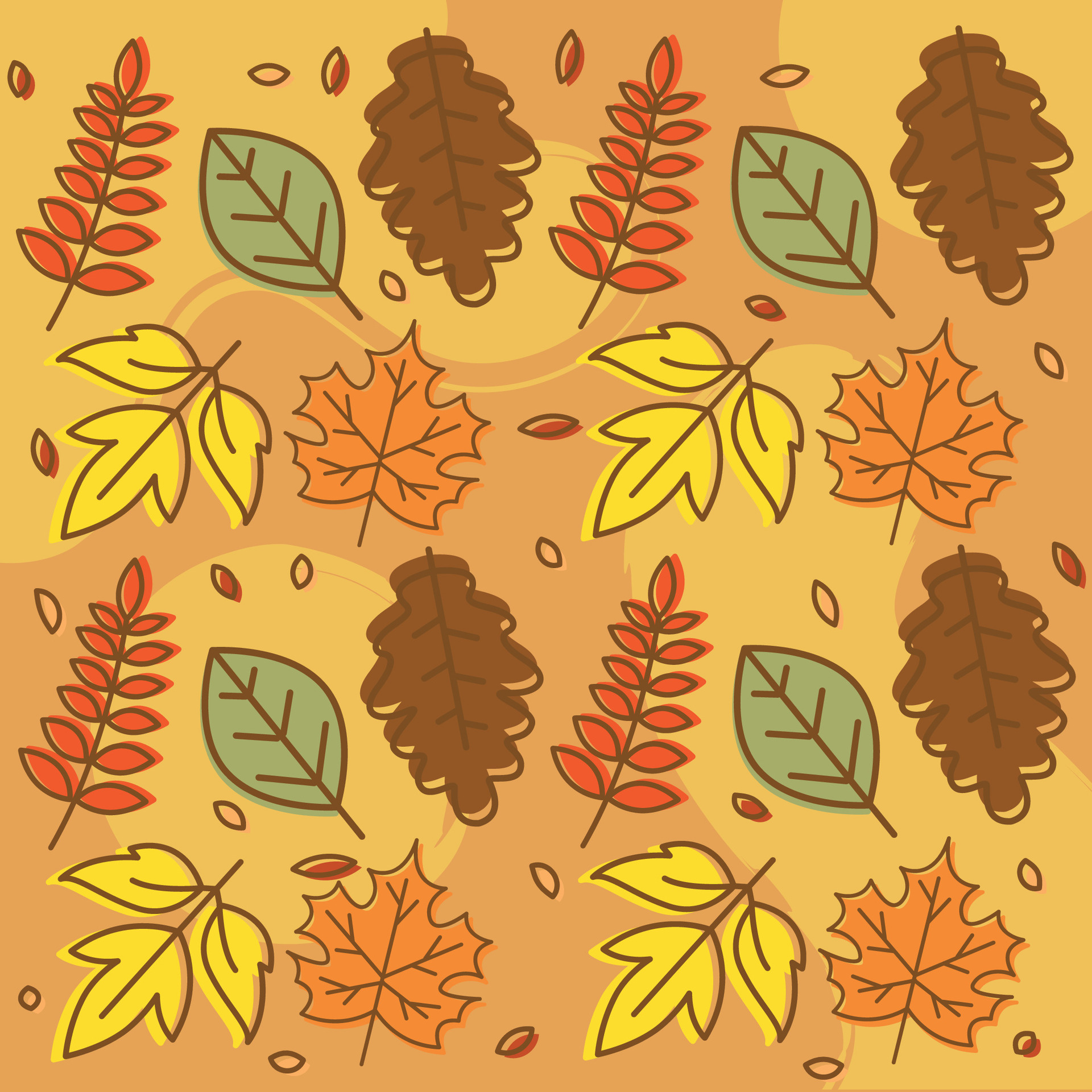 Autumn seasonal pattern background with leaves Vector illustration