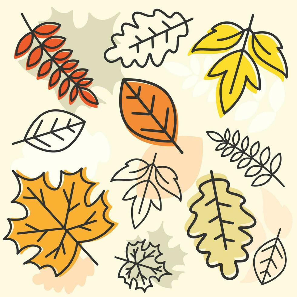 Autumn seasonal pattern background with leaves Vector illustration