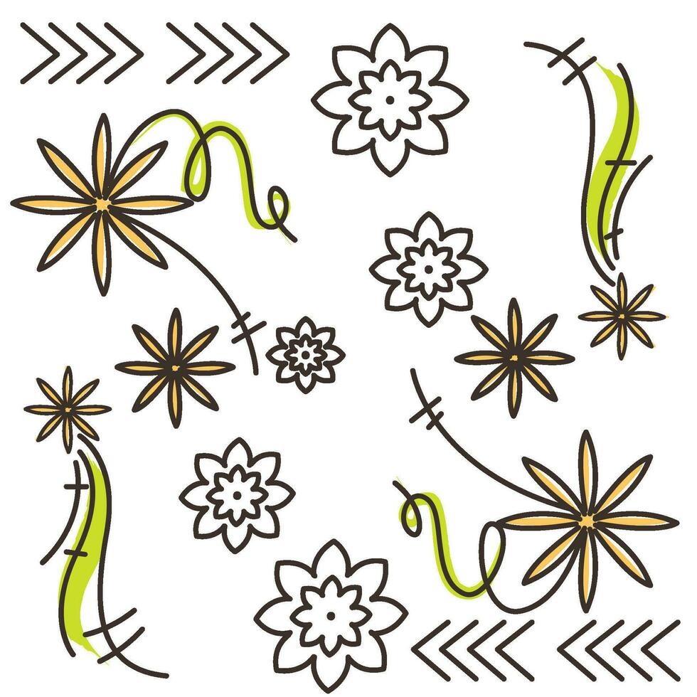 Hand drawn illustration background with flower shapes Vector illustration