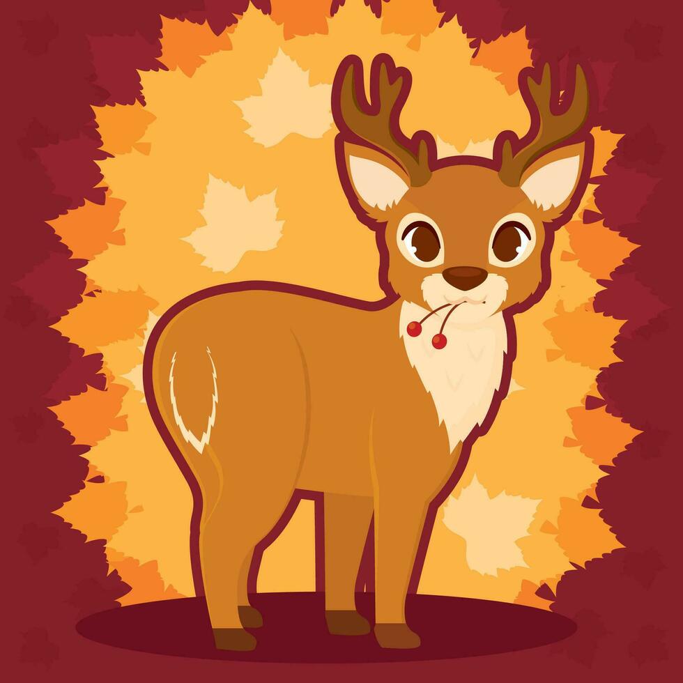 Isolated cute deer autumn animal character Vector illustration