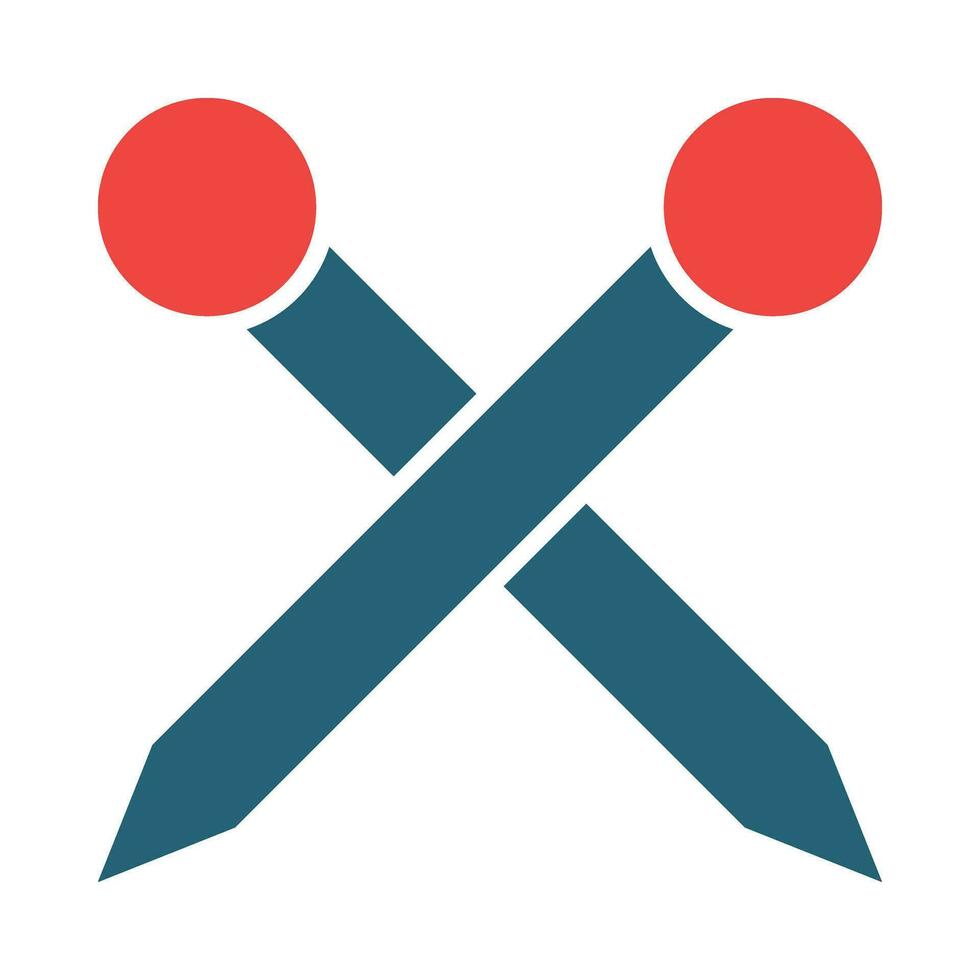 Knitting Needles Vector Glyph Two Color Icon For Personal And Commercial Use.