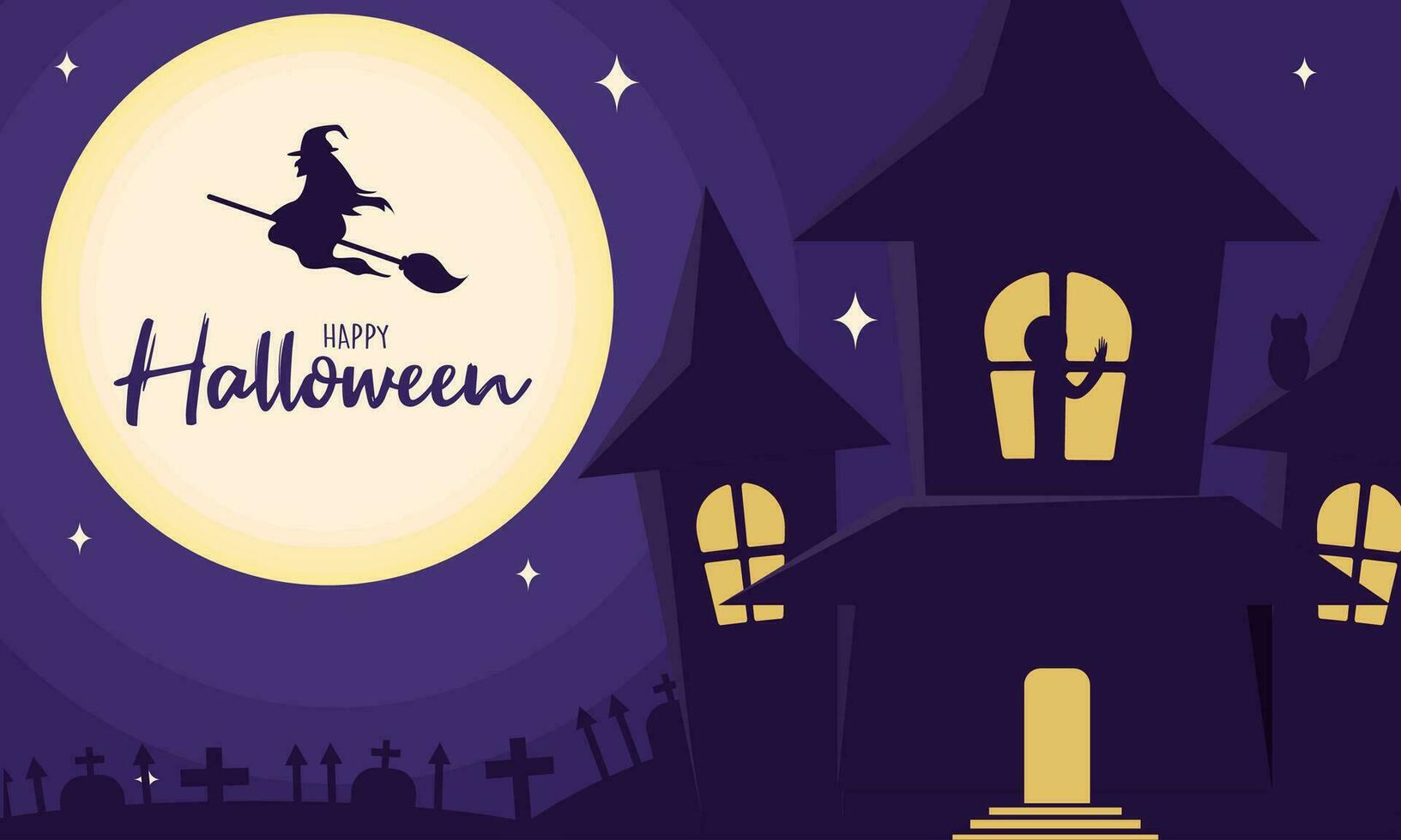 Happy halloween poster Castle of Terror Vector illustration