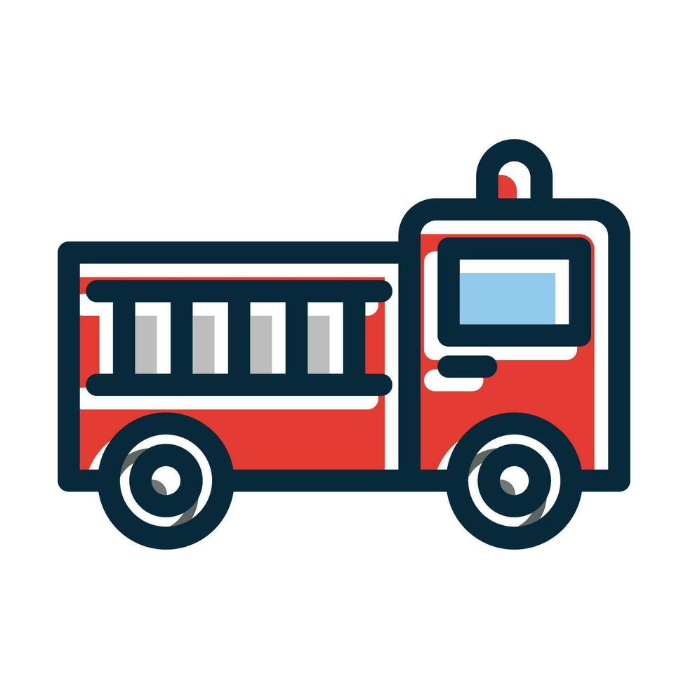 Fire Truck Vector Thick Line Filled Dark Colors Icons For Personal And Commercial Use.