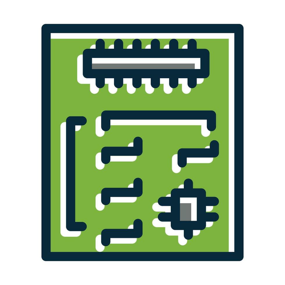 Motherboard Vector Thick Line Filled Dark Colors Icons For Personal And Commercial Use.