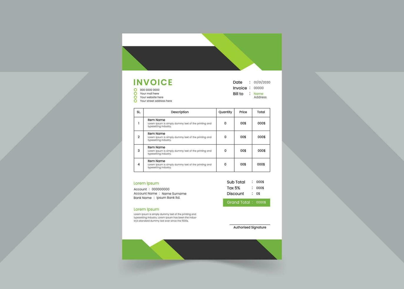 Free vector creative invoice design template.