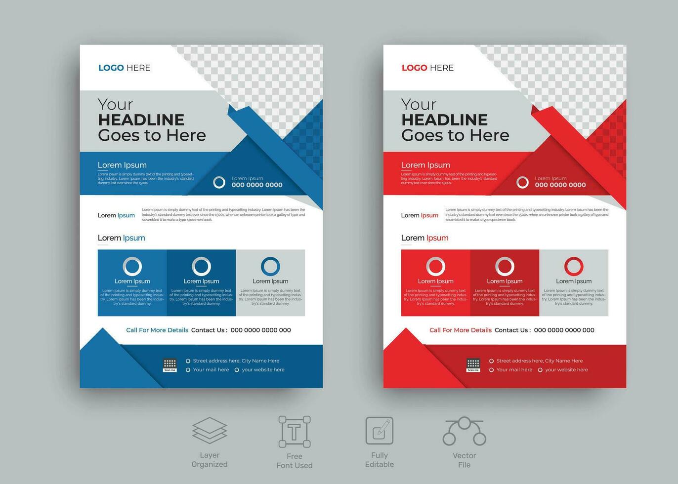 Corporate Creative Modern Business Flyer Template in Two Color Variations. vector