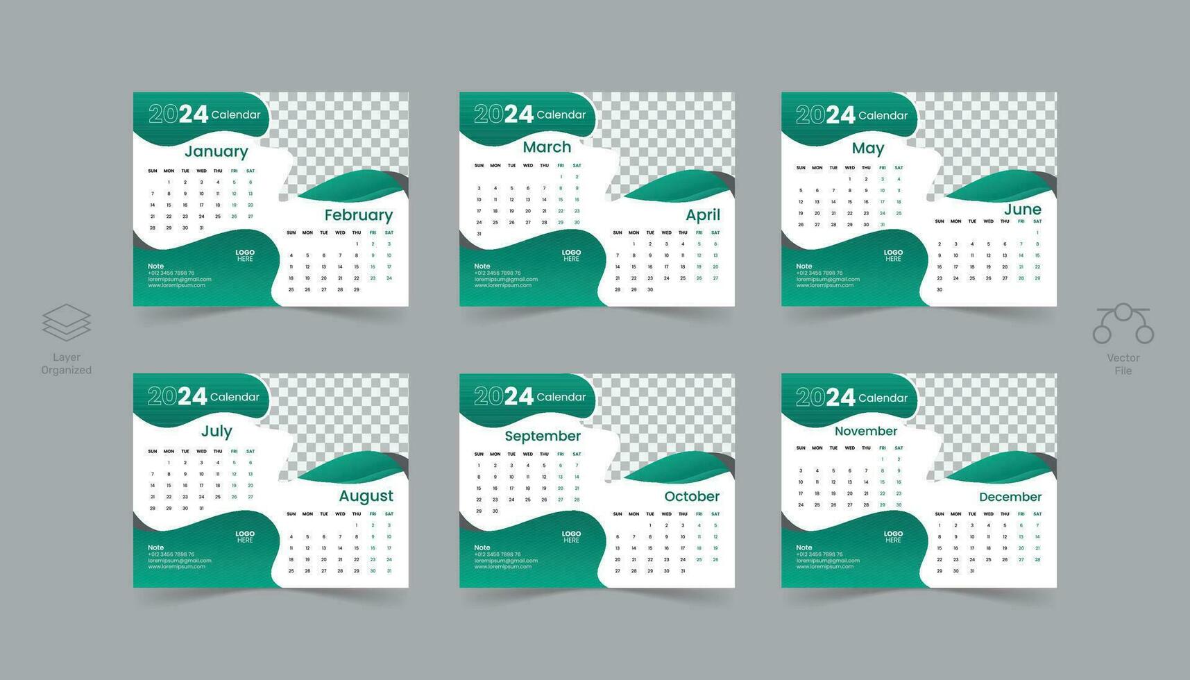 gratis vector calendario diseño modelo 2024.